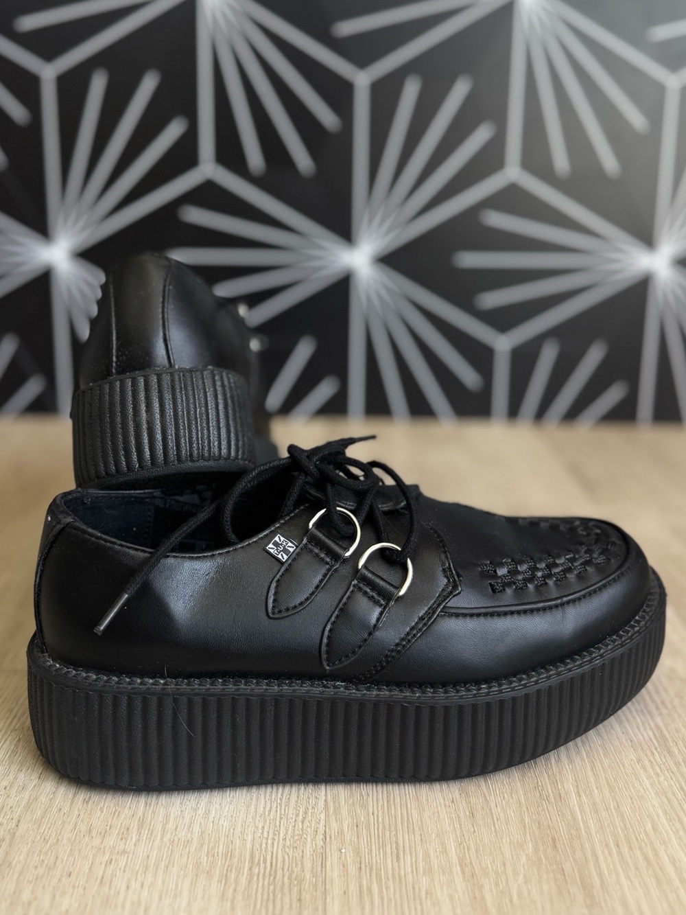 T.U.K Black Leather Platform Mondo Creeper Shoes